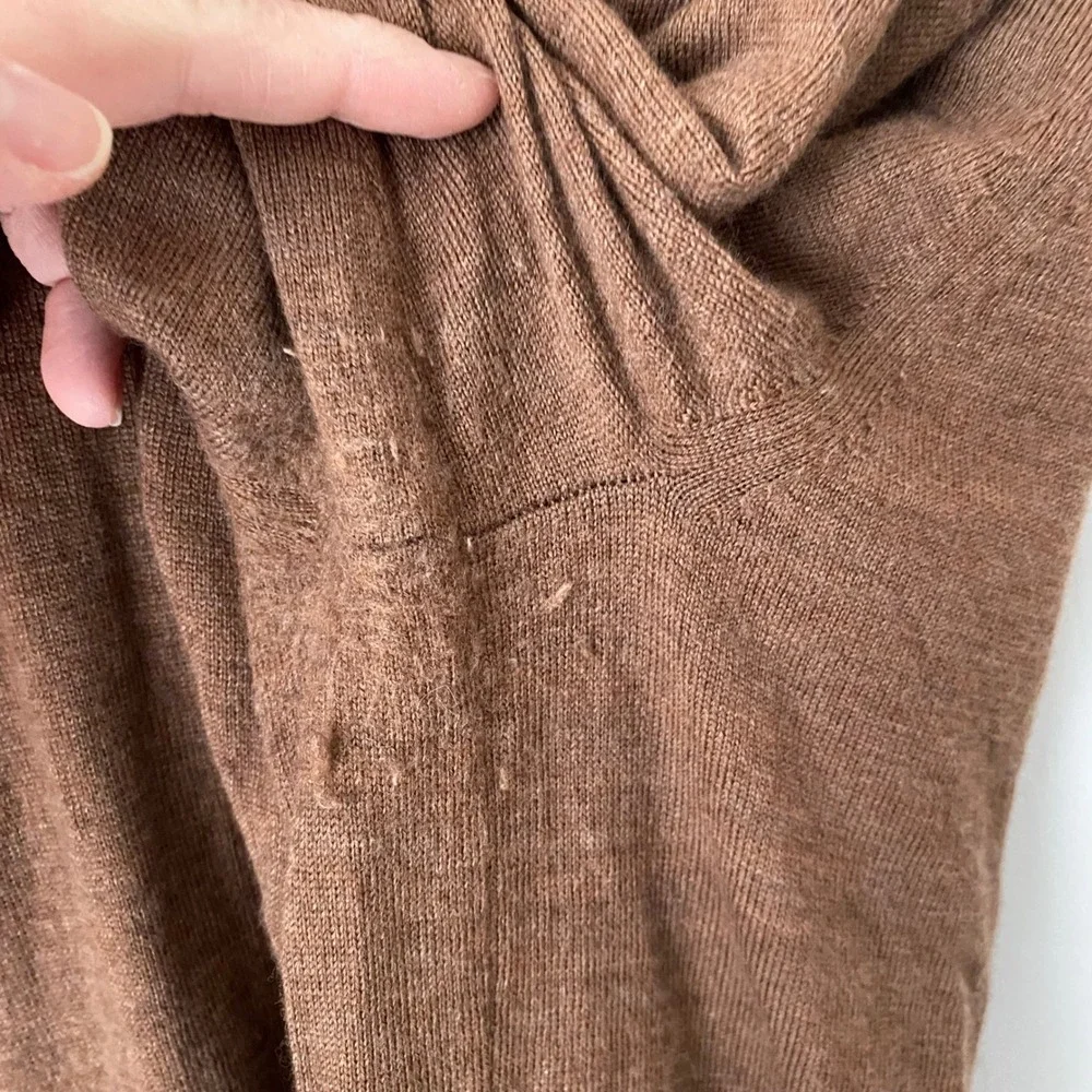 J Crew Mens Merino Wool V Neck Long Sleeve Sweater Brown XL Casual‎ Preppy Cozy